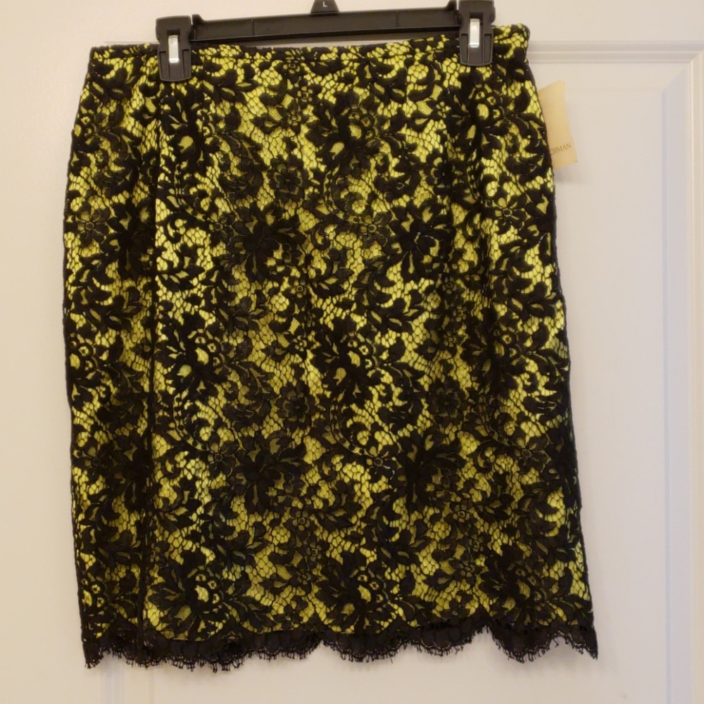 Dana Buchman Silk Skirt with Black Lace size 14